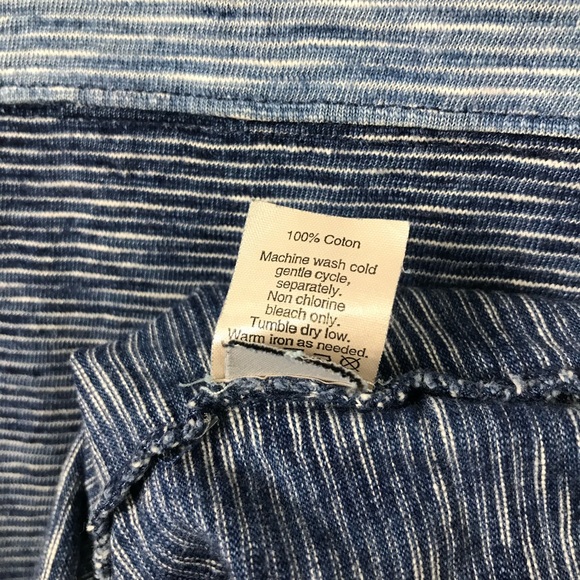 Madewell Striped Blue Indigo Ink Tee Rolled Hem L - Picture 7 of 8